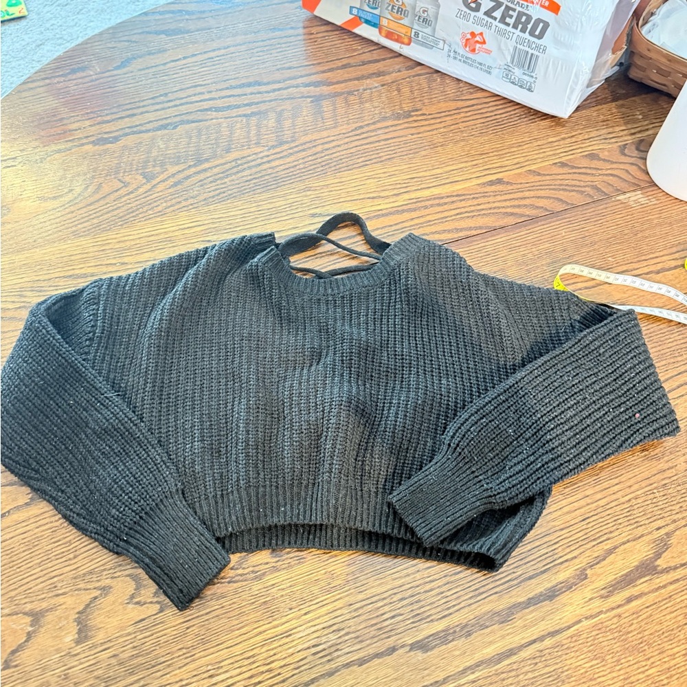 Shein Crop Sweater w Lace up Back